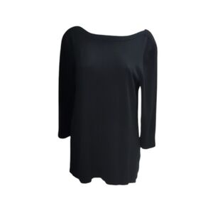 Cable & Gauge Black Boat Neck Tunic Sweater Size L | Chic Minimalist
